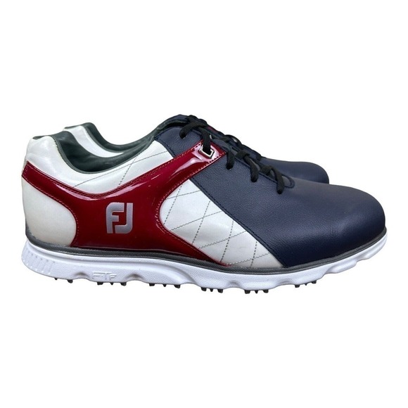 Footjoy FJ Pro SL Men’s Size 11.5 XW Navy/Red Spikeless Golf Shoes RARE. - Picture 2 of 13